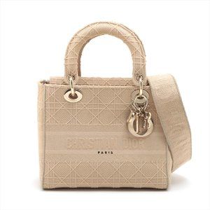 Christian Dior Cannage Lady Dior Handbag Beige